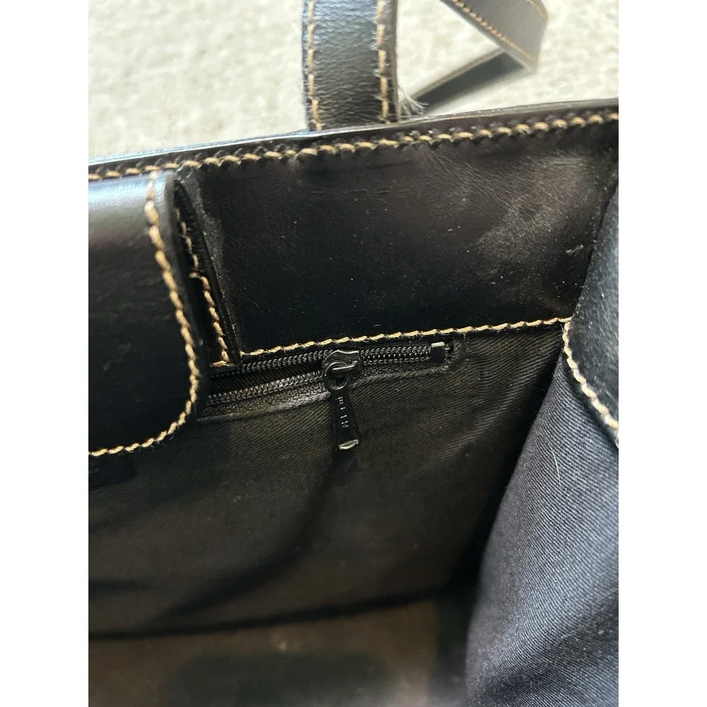Vintage Kate Spade New York Made in Italy Square Black Leather Shoulder Tote Bag